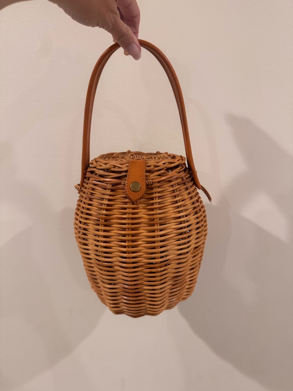 Wicker Basket Handbag in Light Brown - Women Bags crossbody
